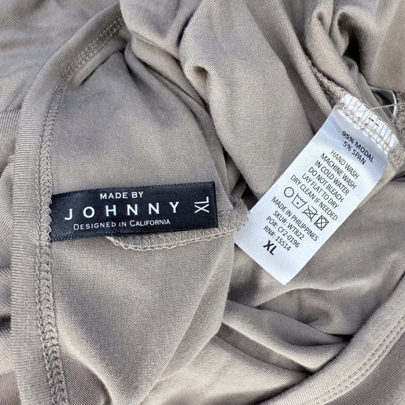 Taupe Dolman Boat Neck 3/4 Sleeve Ruched Hem Top XL - Picture 5 of 5